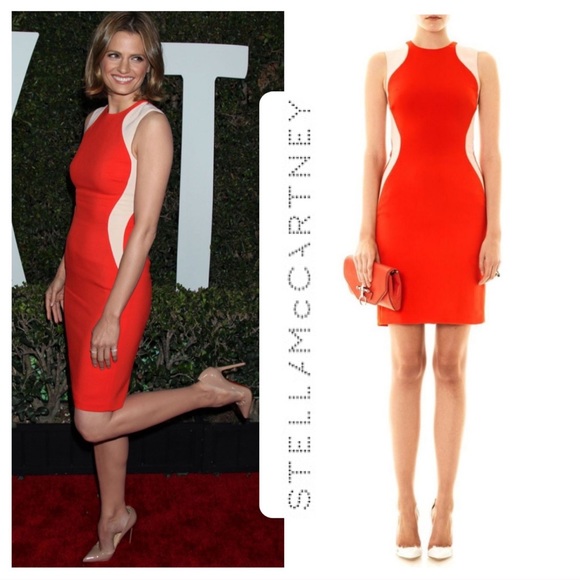 Stella McCartney Dresses & Skirts - STELLA MCCARTNEY Crew Neck Knee-Length Miracle Orange Cream Vermillion Dress